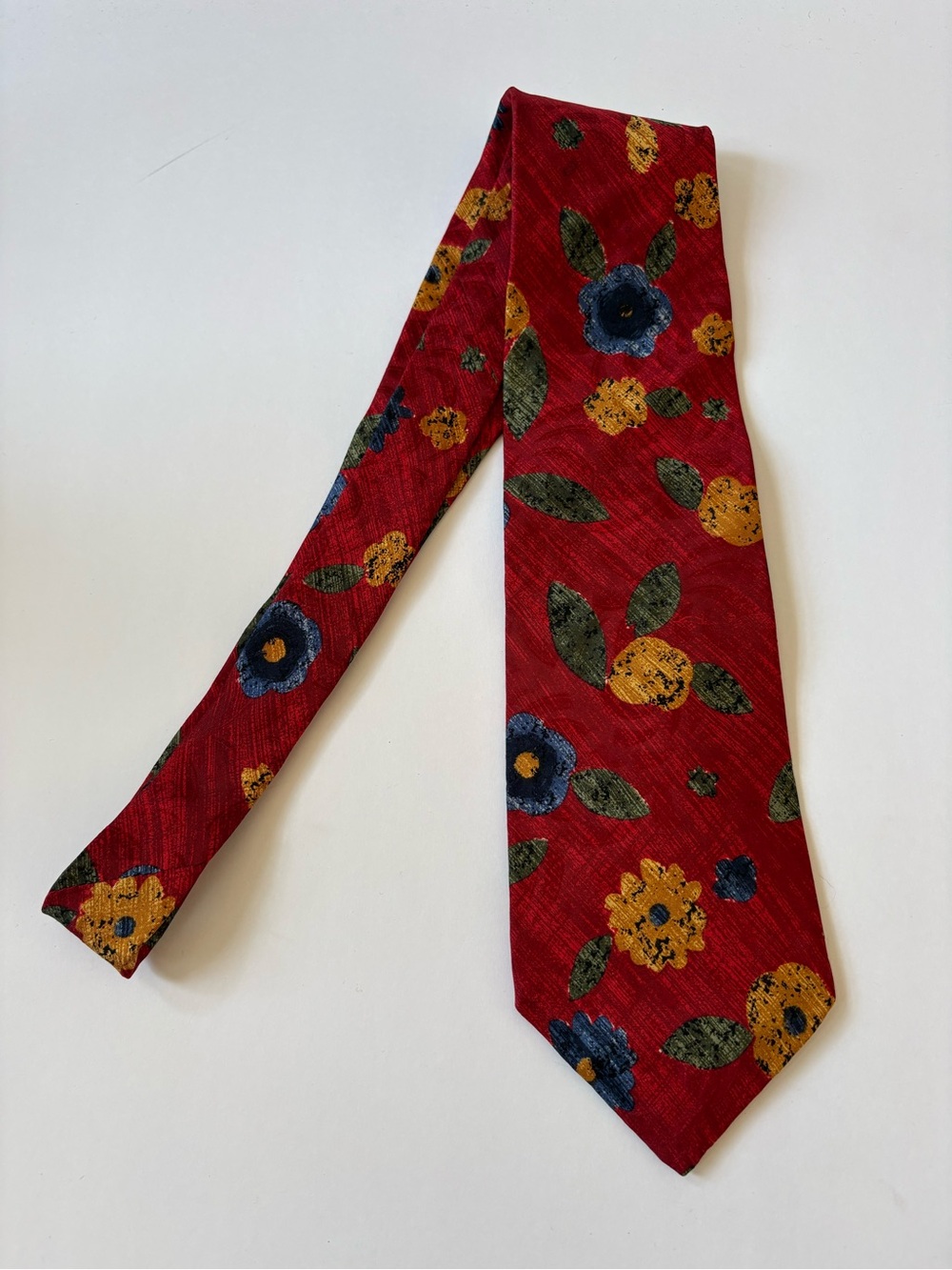 Ferrell Reed Nordstrom Tie Necktie Red Yellow Blue Floral‎ Flower Italy Silk USA